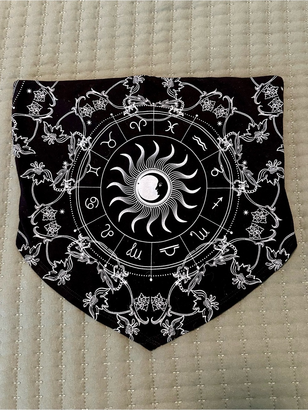 Forever 21 Black Handkerchief Top with White Zodiac Sun & Moon Graphic Size M